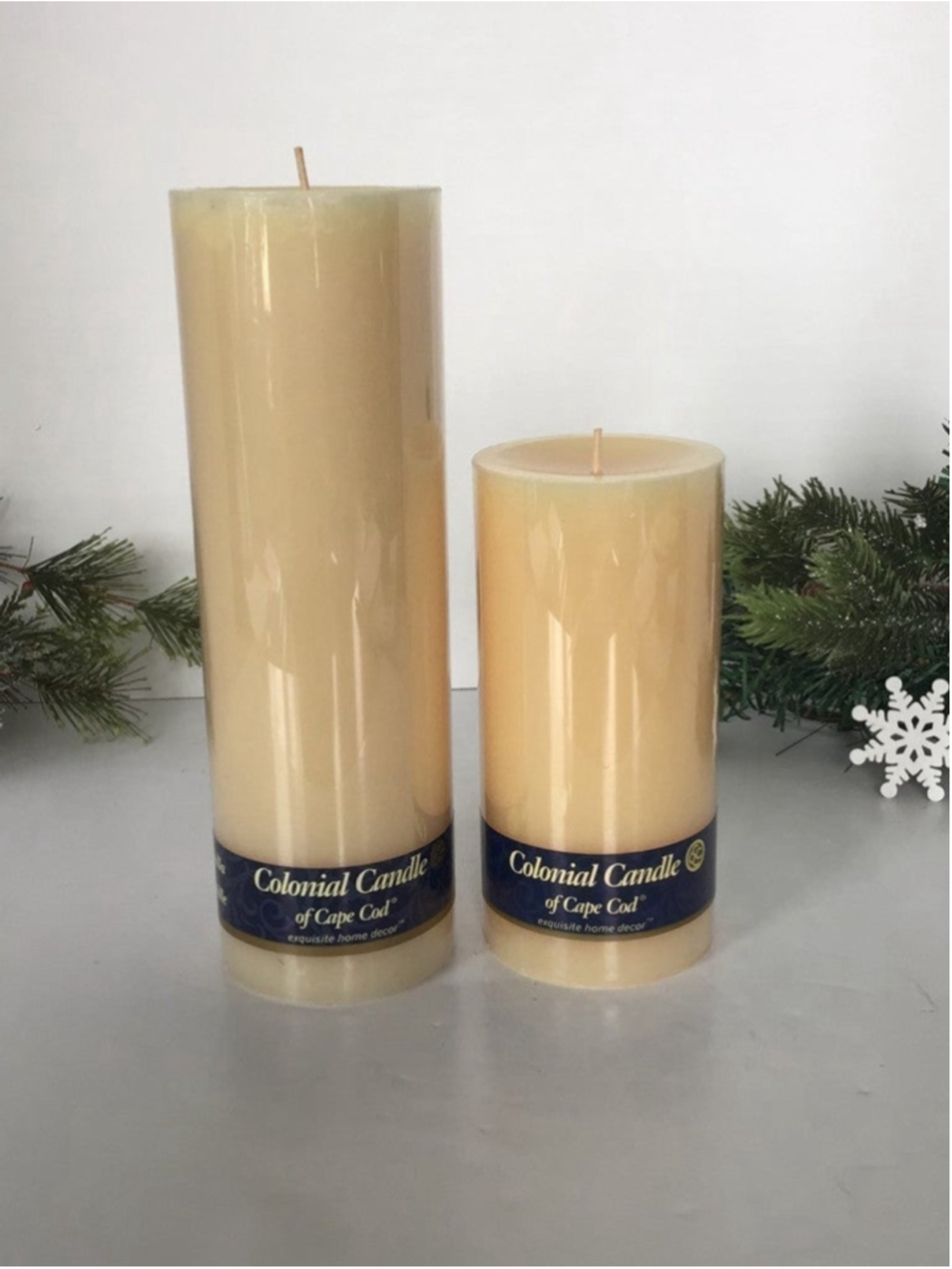 Vintage Colonial Candle Pillars 9” & 6” Vanilla